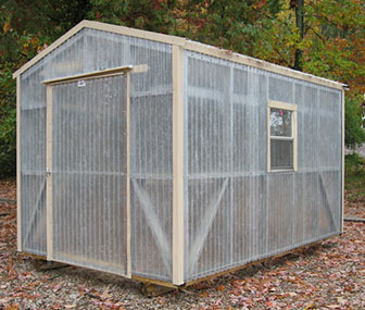 8'x12' fiberglass greenhouse with buckskin colored trim. Learn more about available trim colors.