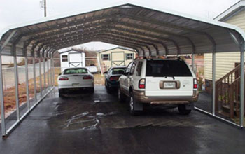 This double sized carport is good for parking more than two vehicles side by side.