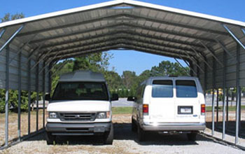 Enough room for two large tall vehicles to park and notice the strong bracing and sun protection.