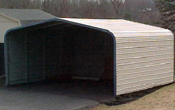 A simple rounded style carport which you see here with full covered sides.